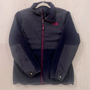 The North Face Girls Denali Navy Blue Fleece Jacket W/ Purple Zipper